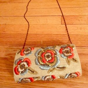 Anthropologie beaded clutch with chain, NWOT